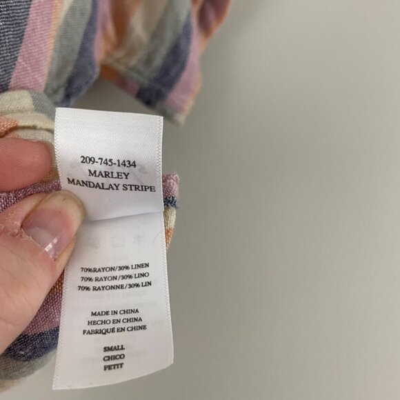 Rails Marley Tie Front Linen Blend Top in Mandalay Stripe Size Small - Picture 4 of 5